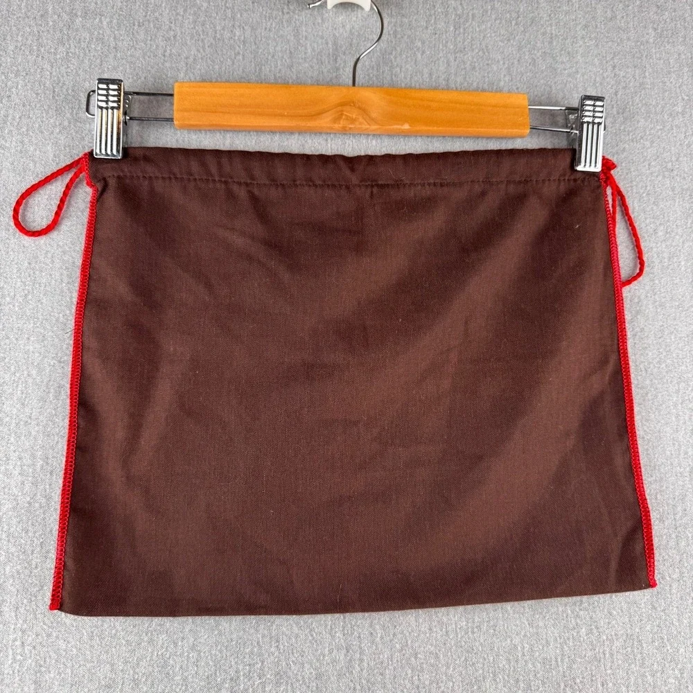 Coach Dust Bag Brown Red Trim Drawstring Storage Pouch Red Trim 13.5